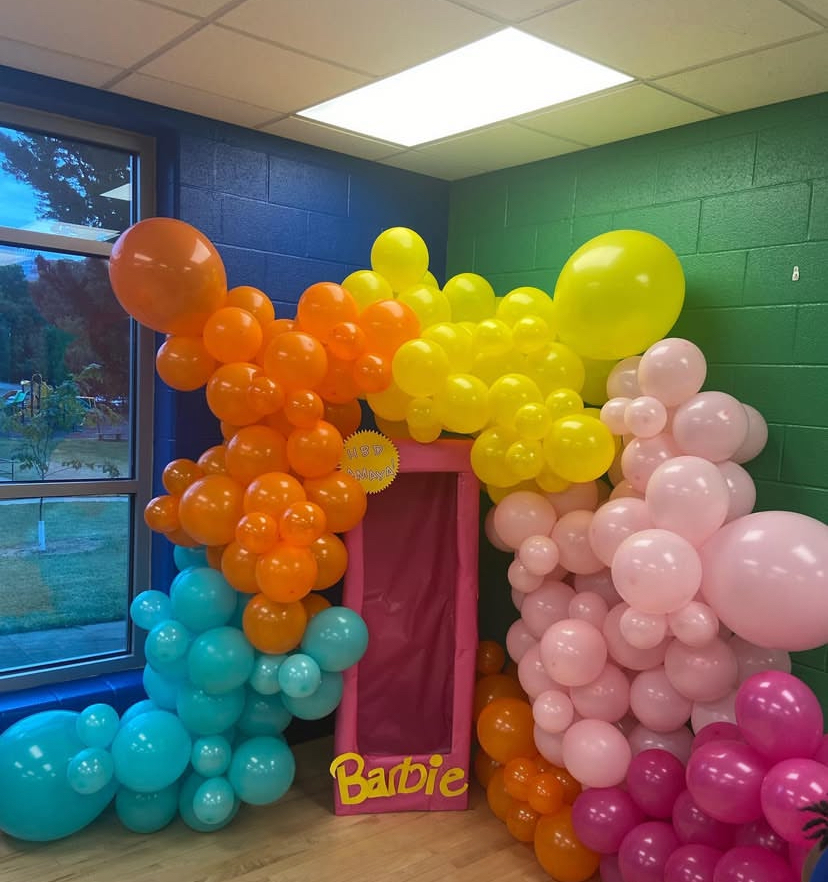 Barbie-themed Balloon Garland - Colorful organic garland installation by Buchannon Events